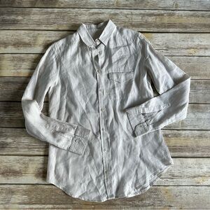 New Gorsuch 100% Linen Natural Light Gray Button Down Shirt Sz 4